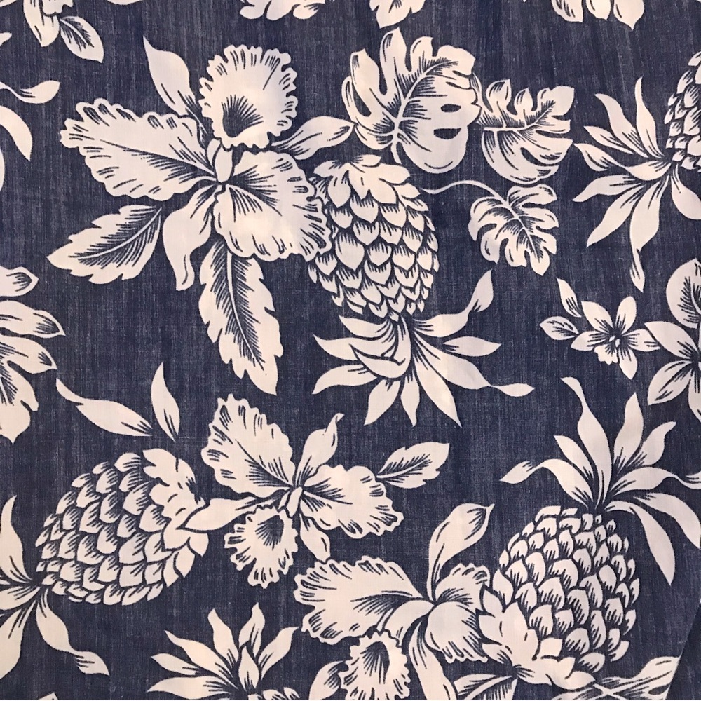 Evergreen Island Hawaiian Shirt Mens XL Blue White Pineapple Made In Hawaii Camp - Picture 8 of 9